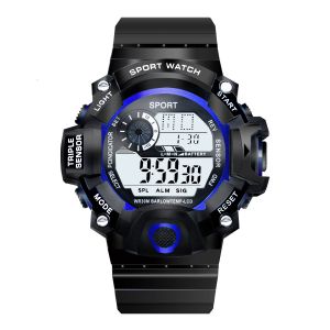 IIK COLLECTION Digital Black Dial, 12h/24h Time, Led back light, Multi-Functional, Calendar Day and Date, Alarm, LED Display, Black Design Strap Digital Sports Watch - For Men & Boys