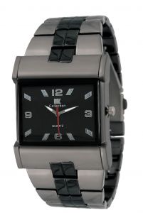 IIK COLLECTION Rectangle Black Big Dial with Multicolor Heavy Chain Strap Analogue Wrist Watch for Men and Boys - Yellow