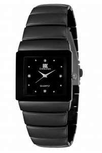 IIK COLLECTION Rectangle Black Stone Studded Dial With Black Metallic Bracelet Chain Strap Analogue Wrist Watch for Men and Boys